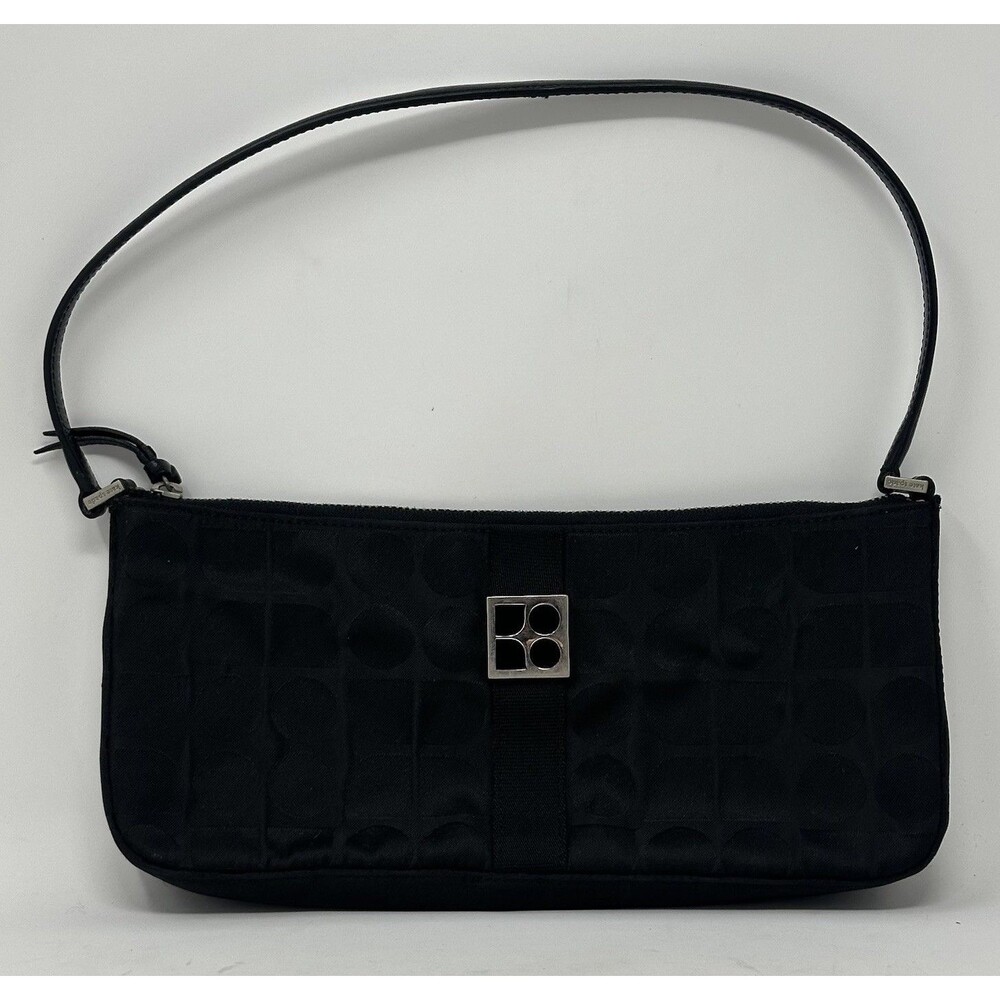 Kate Spade Noel Baguette Shoulder Bag Purse Black Dot Vintage Leather Strap
